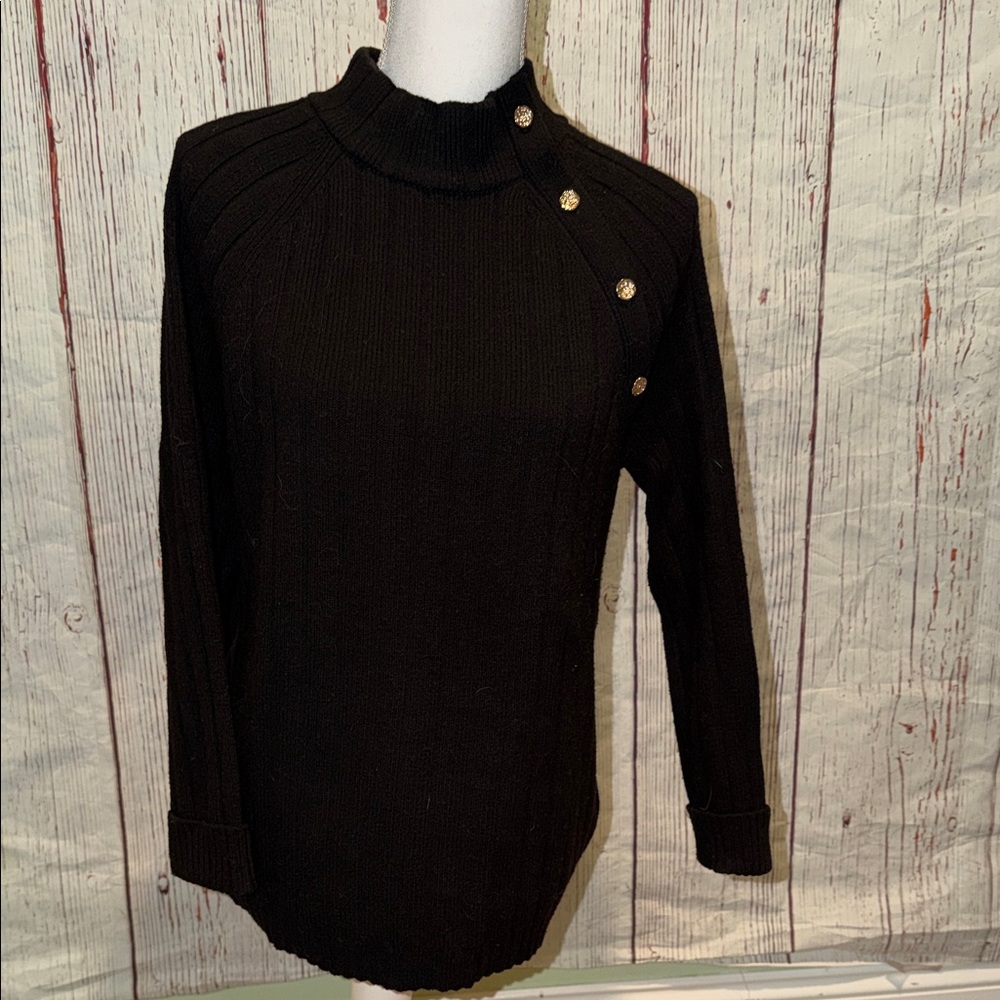 Talbots Black Button-Accent Sweater